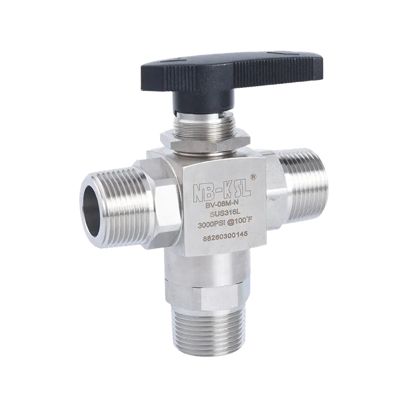VCR External thread na three-way ball valve